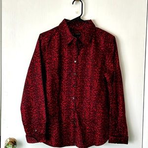 Talbots Women’s Red Black print blouse Size 12